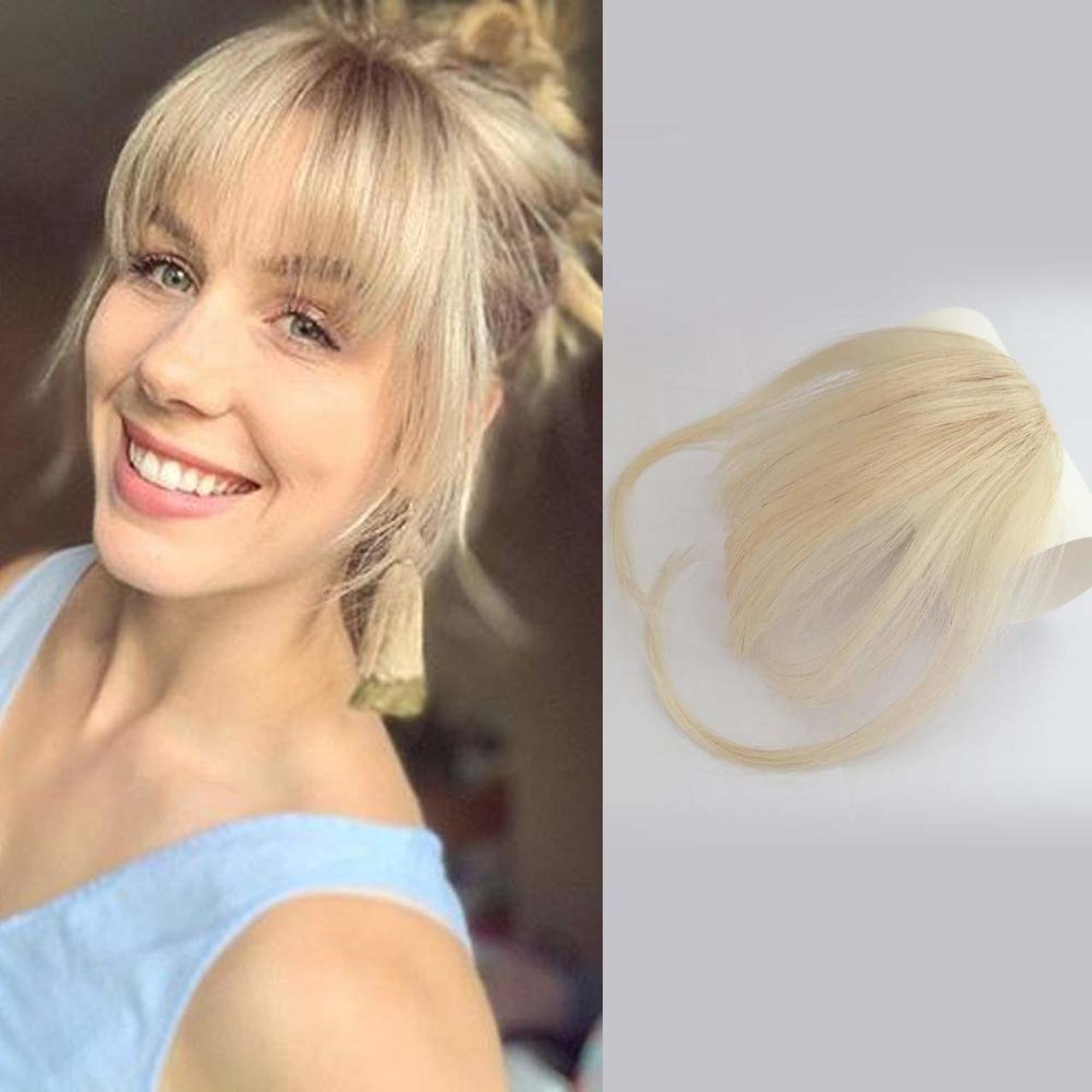 100 Human Hair Clip In 3d Air Bangs Hand Made Hair Bangs Bleach Blonde Fring