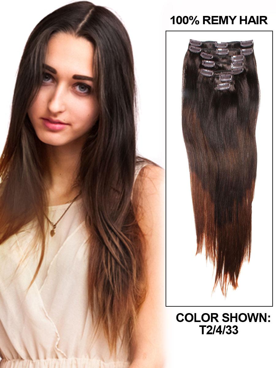 dark brown hair clip in extensions 9 pieces