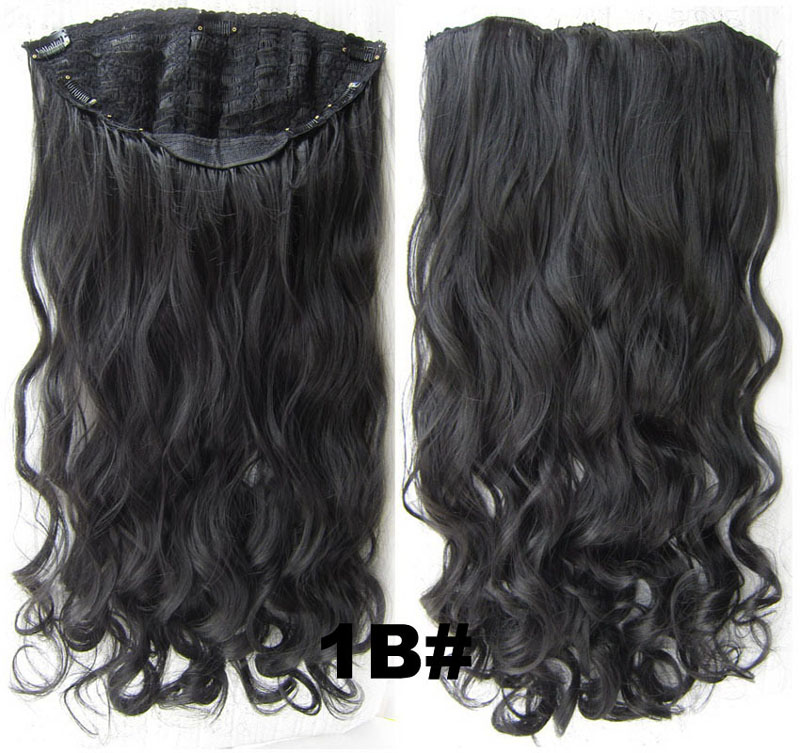 24 Inch Women Curly And Long One Piece 7 Clips Clip In Synthetic Hair Extension 1b