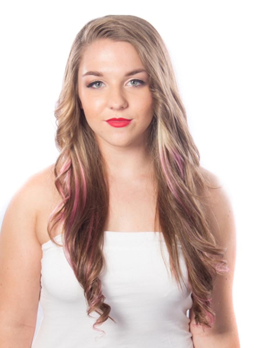32 Inch Pink And Bleach Blonde Ombre Clip In Hair Extensions Two